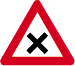 Signal indiquant un carrefour où la priorité de droite est applicable. Tous les conducteurs doivent céder le passage aux véhicules venant de leur droite.