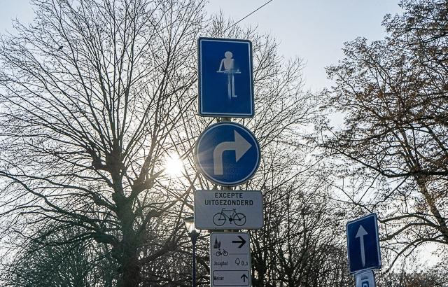 Lorsque la rue cyclable comporte un double sens pour la circulation, les cyclistes doivent se cantonner à l'utilisation de la moitié droite de la voie.